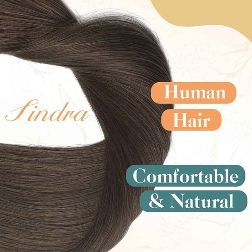Sindra Wire Hair Extensions Medium Brown Fishing Line Human Hair Extensions With Invisible Clips Brown 14 Inch 70g
