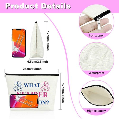 Mxrymvu Bunco Makeup Bag Gambling Lover Gifts Funny Bunco Gift Cosmetic Bag Dice Game Travel Zipper Pouch Dice Game Gifts Birthday Present for Women Best Friends What Number Are We On