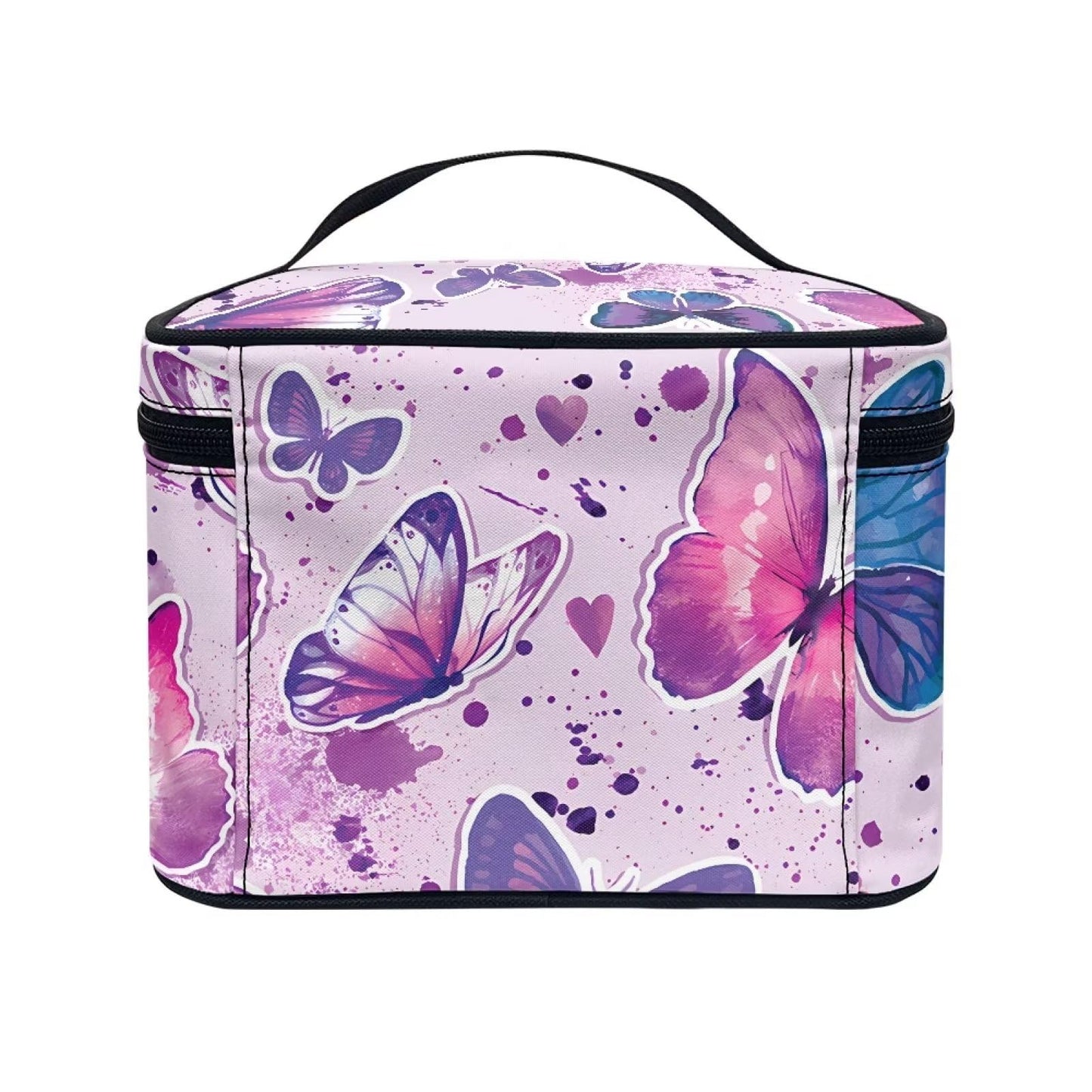 doginthehole Butterfly Makeup Bag for Teen Girls Portable Cosmetic Bag Large Capacity Toiletry Bag Makeup Organizer Bag with Top Handle Travel Accessories