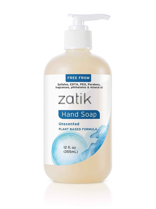 Zatik Naturals - Liquid Hand Soap, Unscented, Moisturizing Handwash, Grey Water Safe,12 fl oz (Pack of 6)