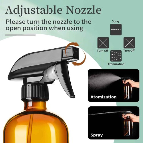 GIVAMEIHF 8oz Amber Glass Spray Bottles,6 Pack Glass Spray Bottles Refillable Empty Bottle with Adjustable Nozzle,Spray Bottle for Essential Oils,Cleaning Solutions,Pets,Hair Mister,Gardening