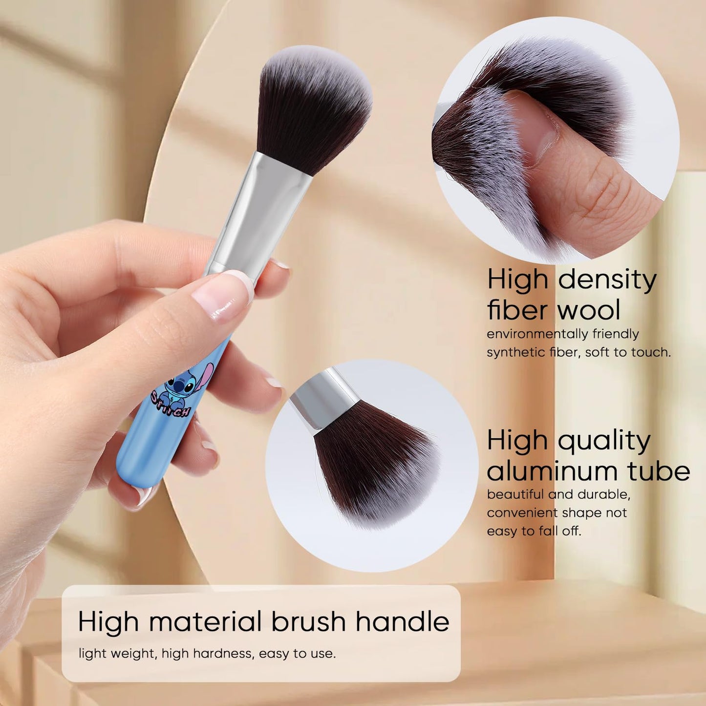 U-CHYTY Stitch Makeup Bag with Makeup Brush Stitch Plush Cosmetics Case Stitch 12 Pcs Cosmetic Brush Capacity Bag for Women -bag (S-12PCS brushes)