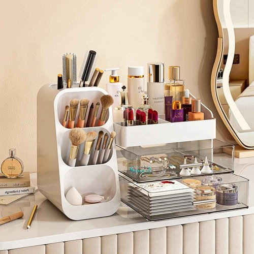 Makeup Organizer with Drawers for Vanity,Spacious Cosmetic Display Case,Perfect Storage Solution for Your Beauty Essential (White)