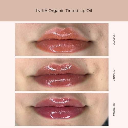 INIKA Organic Tinted Lip Oil | Bakuchiol, Squalane + Collagen in a Glossy Wash of Color. Luxuriously Smoothing & Hydrating Lipgloss. Natural, Vegan. 0.16 Fl oz (Blossom)