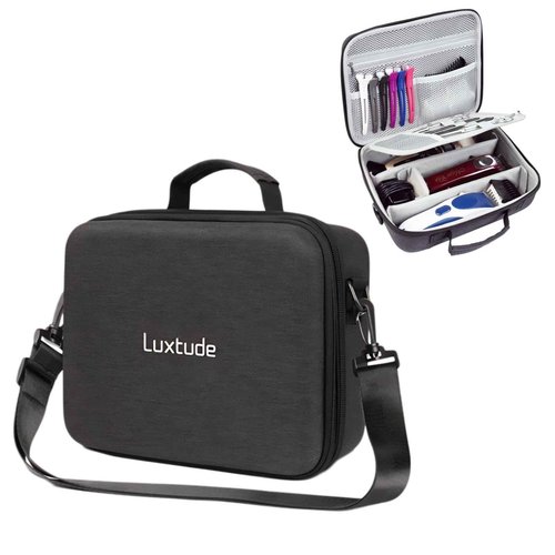 Luxtude Travel Barber Case, Hard Barber Bags for Clippers and Supplies, Travel Hair Clipper Case, Clipper and Trimmer Cases with Shoulder Strap, Easy Carrying