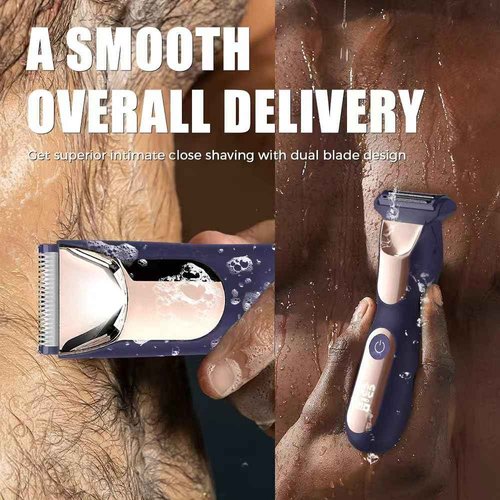 TEENOVA Body Hair Trimmer Shavers for Men Electric Mens Groin Hair Groomer Remover, Body Razor with Charging Cradle, Clippers for Pubic, Ball, Wet & Dry Use & Nick - Free(Purple)