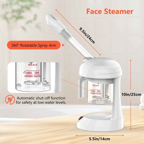 Ozone Facial Steamer - TASALON Face Steamer for Facial Deep Cleaning, Portable Facial Steamer with Removable Water Cup, Nano Ionic Face Steamer for Home Salon Spa or Personal Care