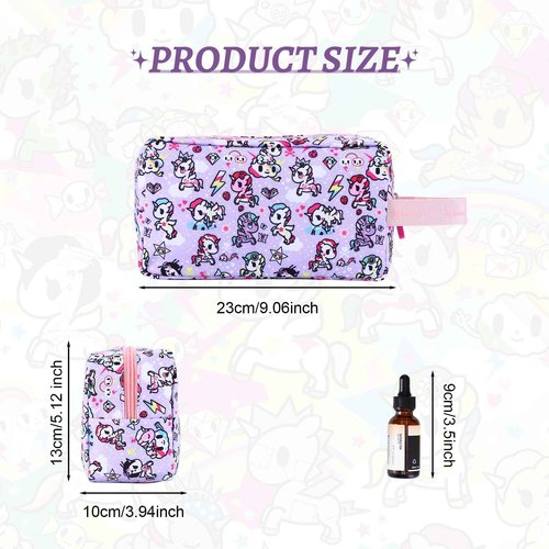 Tokidoki Unicorno Travel Makeup Bag for Women,Cute Large Capacity Cosmetic Pouch Cartoon Portable Makeup Toiletry Bag for Traveling Work Office (Purple)