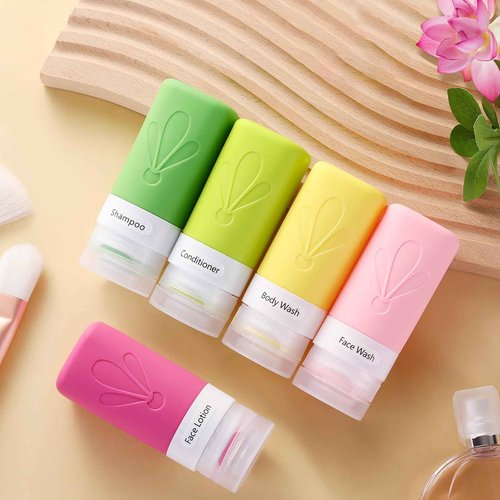 INSFIT Travel Bottles for Toiletries, TSA Approved 2oz Travel Size Containers, BPA Free Leak Proof Squeezable Silicone Tubes for Shampoo Conditioner Lotion Soap with Labels