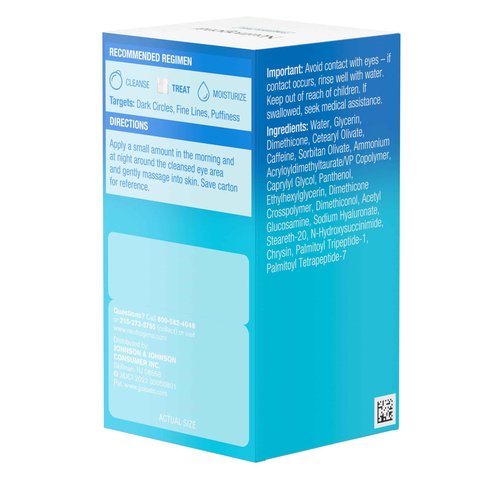 Neutrogena Hydro Boost + Eye Cream for Dark Circles & Puffiness, Under Eye Cream with Caffeine, Hyaluronic Acid and Peptides, Fragrance Free, 0.5 oz