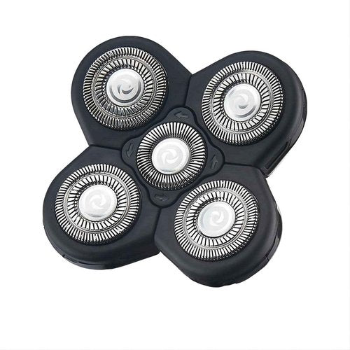 Men Electric Shavers Replacement Heads 5 in 1 Razor Replaceable Alternate Floating Washable Blade Trimmers Head (Black-2pcs)