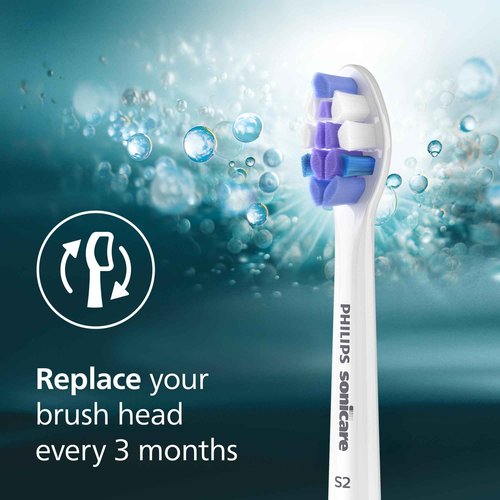 Philips Sonicare S2 Sensitive - Genuine Replacement Electric Toothbrush Heads, White, 2 Pack, HX6052/77