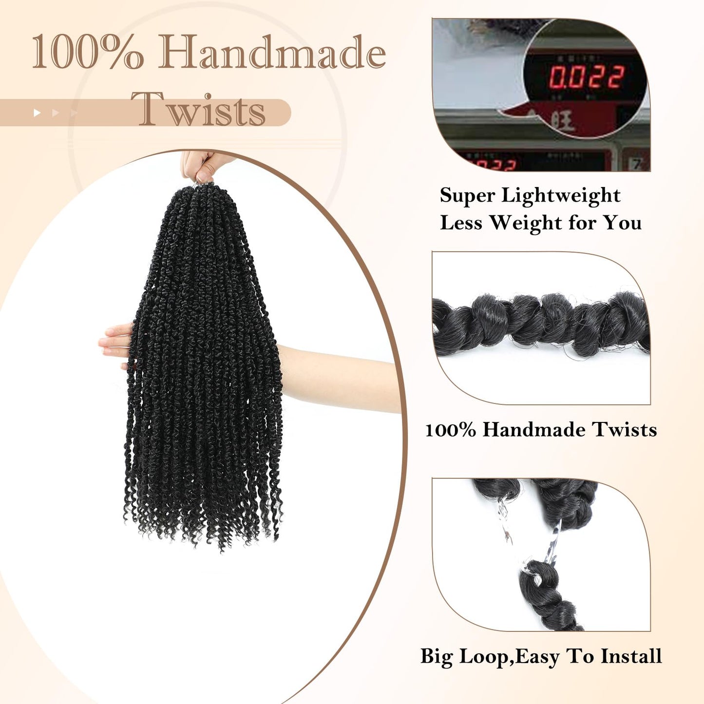 BEFUNNY Passion Twist Crochet Hair,18 Inch 6 Packs Pretwisted Passion Twist Hair, Soft Pre Looped And Pre twist Crochet Hair For Women,Prelooped Black Curly Bohemian Crochet Braids(18",6packs,1B#)