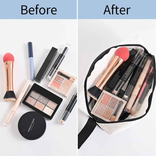 20 Pcs Canvas Makeup Bag with Bottom, 12oz Cotton Cosmetic Bag Set Bulk Multi-Purpose DIY Heat Transfer Makeup Bags with Black Zipper for Bridesmaid Makeup Bag Travel Toiletry Pouch Storage, Christmas