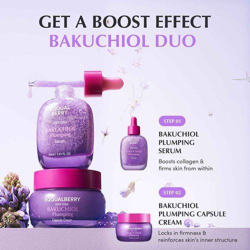 EQQUALBERRY Bakuchiol Duo – Serum & Capsule Cream Set for Firming, Smoothing & Hydrating | Gentle Retinol Alternative for Radiant, Resilient Skin