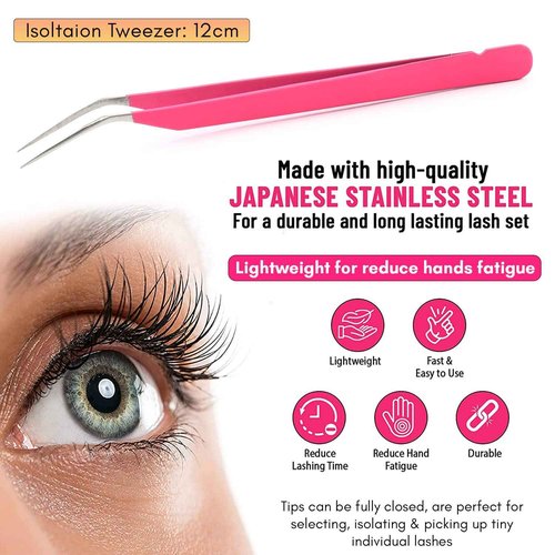 My Lash Tools New Isolation Lash Tweezers For Eyelash Extensions Best for Individual Isolation & Classic Lashes Japanese Stainless Steel Lightweight Precision Lashing Twisers (MattePInkJPs)