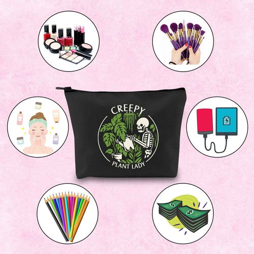 TSOTMO Housewarming Gifts for Plant Lover Creepy Plant Lady Spooky Plant Themed Zipper Pouch Makeup Bag (CREEPY PLANT LADY)