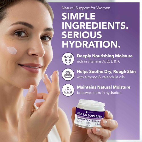Intimate Rose Beef Tallow Balm for Skin & Face Care - Tallow and Honey Balm for Sensitive Skin, Eczema - 100% Grass-Fed Beef Tallow Face Moisturizer, Natural Formula
