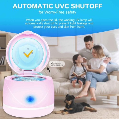 Ultrasonic denture cleaner for dentures, mouth guards, toothbrush heads, jewelry - 45 kHz Ultrasonic Retainer Cleaner (Pink)