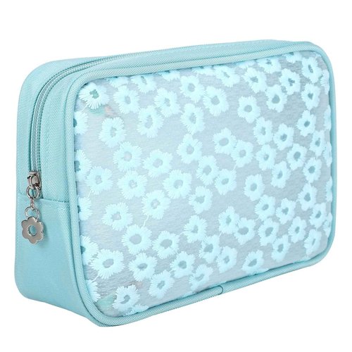 bytaoqipet TSA Approved Green Travel Makeup Bag for Women - Waterproof Compact Toiletry Pouch with Zipper, TSA compliant Cosmetic Organizer for Gym, Travel, Gym Bag (7.9x5.9x2in)