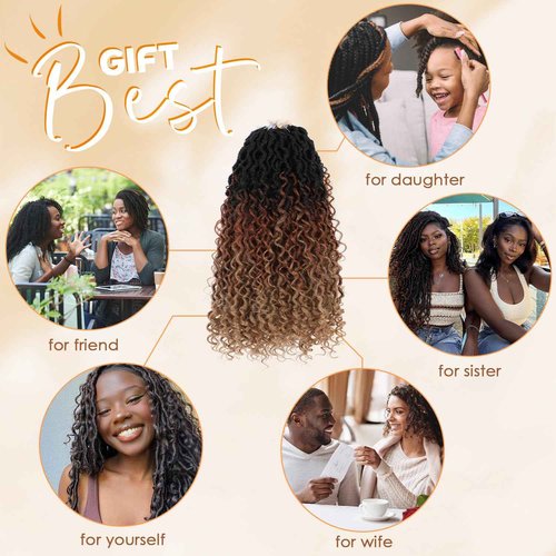 Callia Faux Locs Crochet Hair 18 Inch 8 Packs Goddess Locs Crochet Hair for Black Women Pre Looped Crochet Faux Locs with Curly Ends T1B/30/27