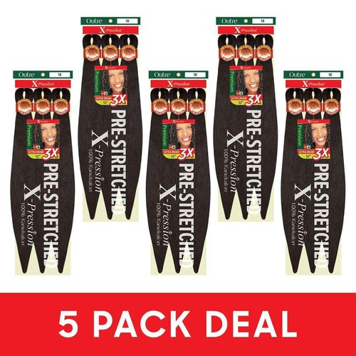 Outre X-Pression Braid - Pre Stretched Braid 52" 3X (5 Pack, M4/27/30)