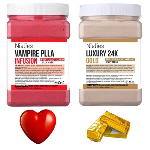 Nielies Vampire & 24K Gold Jelly Mask, Facial Skin Care- Collagen Peel-Off Jelly Mask Set, Jelly Mask For Facials, Hydrojelly Masks,Vegan Peel Off Face Mask, For Brightening & Nourishing