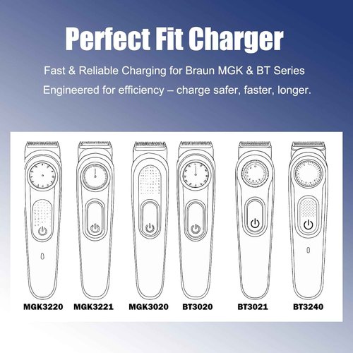AZJCKEW 2.3V USB Charger Replacement for Braun 5513 5516 MGK3010 MGK3020 MGK3021 MGK3025 MGK3210 MGK3220 MGK3221 MGK3321 MGK3225 MGK3921, 3.3FT Electric Shaver Beard Trimmer