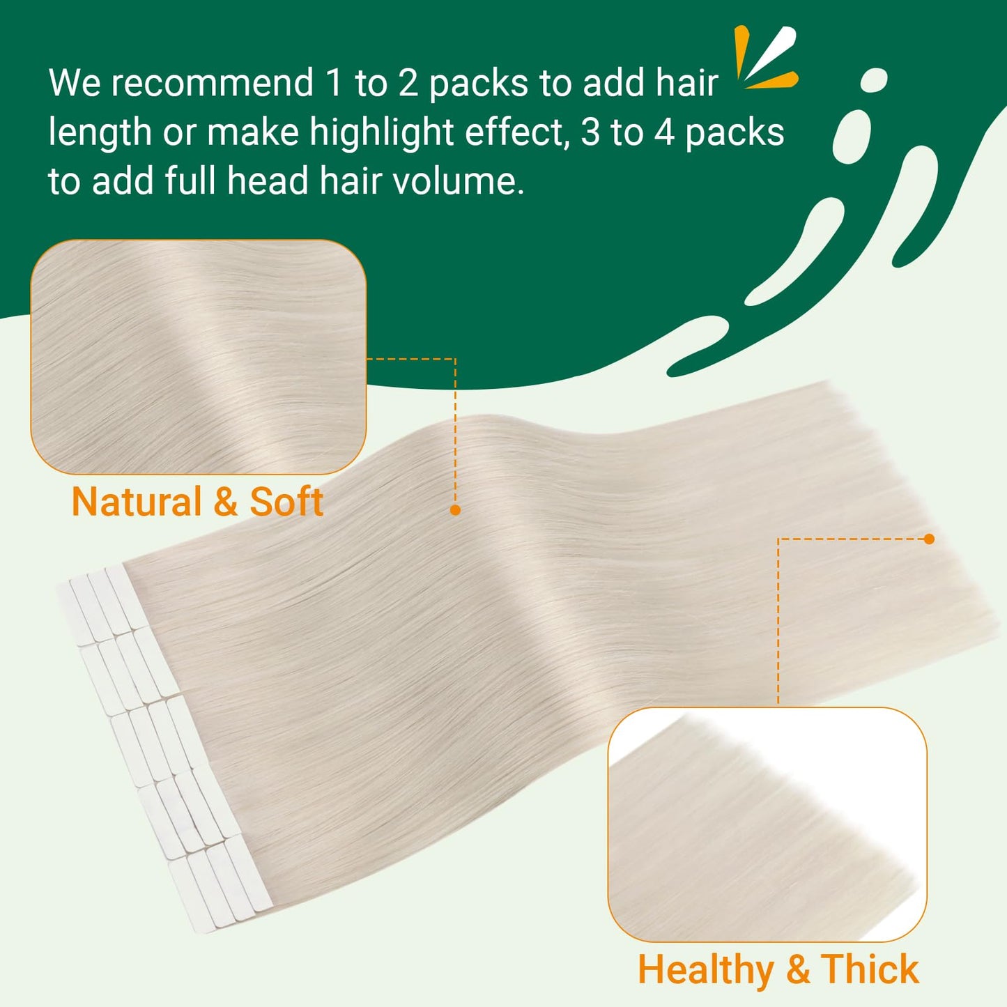 Easyouth Blonde Tape in Hair Extensions Human Hair 24 inch Human Hair Tape in Extensions Ice Blonde Tape in Extensions Real Human Hair Blonde Real Human Hair Tape in Extensions Long 50g 20pcs