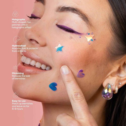 Hanhoo Cosmic Blemish Patch, 48 Count Holographic Pimple Patches, Multi-shaped Zit Stickers, Reduces Size of Blemishes, Acne Spot Treatment, Gentle Blemish Care, Korean Skincare 2 Pack