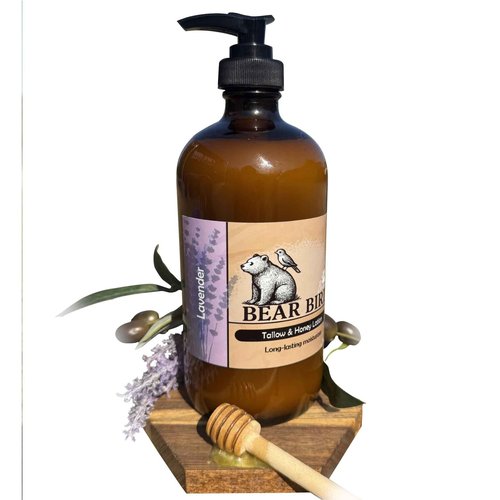 Bear Bird 100% Grass-Fed Tallow & Honey Lotion with Olive Oil & Lavender Essential Oil 16 ounce
