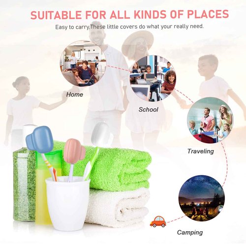 Dokeluk Toothbrush Covers Caps Family Pack:Tooth Brush Coveres Travel Case Protector Plastic Clip for Household Travel, Fits Electronic and Manual Toothbrushes for Adults Kids (4PACK)