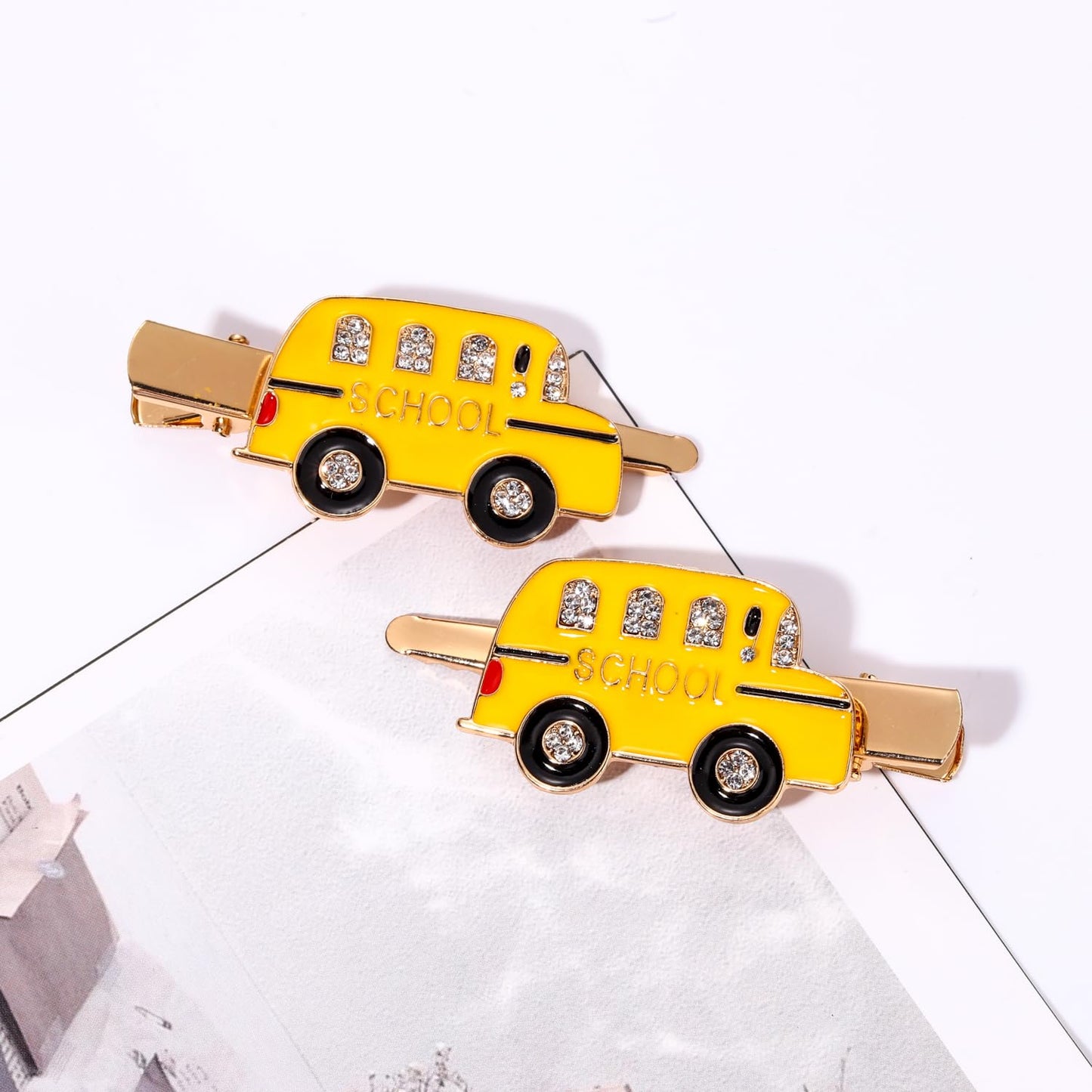 Back to School Hair Clips,Cute Schoolbag Book Hair Clips School Bus Hairpins Back-to-school Gifts Fun Hair Accessories for Teacher Students (School Bus)