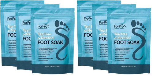 ForPro Tea Tree Oil & Menthol Foot Soak with Sea & Epsom Salt for Toenail Athletes Foot, Stubborn Foot Odor Scent, Softens Calluses & Soothes Sore Tired Feet - 48 Ounces (3 1-lb Packs) (Pack of 2)