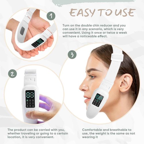 Cteart V-Face Electric Double Chin Device with 8 Modes & 15 Gear Adjustable Intensities - Intelligent V-Face Machine for Contouring Double Chin - H092