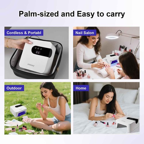 JODSONE U V Nail Lamp Rechargeable Portable with 3 Timers and LCD Display Screen for Nail Dryer Gel White