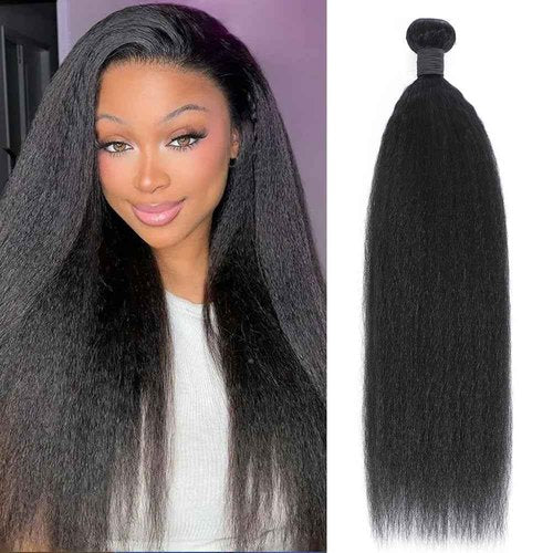 MIRONICA Kinky Straight Bundles Human Hair 18 Inch 12A Brazilian Yaki Straight 1 Bundles Deals Human Hair Brazilian 100% Unprocessed Virgin Remy Hair for Black Women Natural Black Hair Extensions