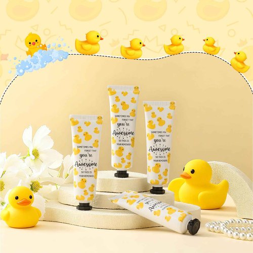 24 Pcs Christmas Positive Duck Gifts Bulk for Coworkers Hand Cream Mini Lotion Bulk Team Appreciation Gift Emotional Support Positive Ducks Gifts for Duck Lovers Women Employee Group Social Workers