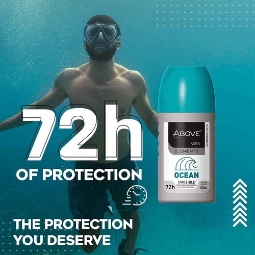 ABOVE Roll-On Elements Set, Ocean, 4 Pcs - Ball Deodorant for Men - 72-Hour Protection - Sensual Fragrance - Dry Touch - No Stains - Antiperspirant