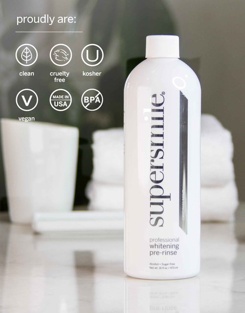 Supersmile Whitening Pre-Rinse - Clinically Formulated Pre-Brush Dental Mouthwash, Cleans and Whitens Teeth in Hard-to-Reach Places - Fresh Breath - Anti-Germicidal - Alcohol-Free (16 Fl Oz)