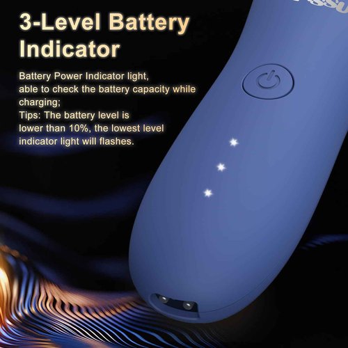 Electric Body Hair Trimmer for Men with Extra Skin-Safe Ceramic Blade, Ball Shaver Groomer w/LED Light& Charging Dock, Pubic Groin Hair Trimmer Male Razor Waterproof (Blue-with Charging Light)