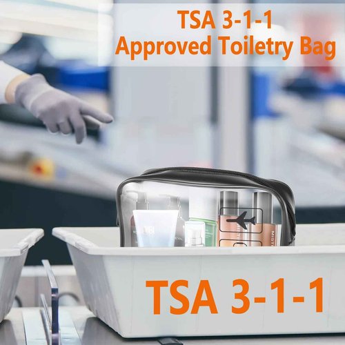 TSA Approved Toiletry Bag Carry on Airport Airline Compliant 3Pcs,Clear Makeup Bag Toiletry bags Quart Size Traveling, 3 Packs Clear Travel Bags for Toiletries,Black