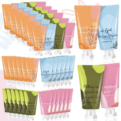 72 Pcs Christian Hand Lotion Bulk Gifts for Women Bible Verse Mini Travel Hand Cream Religious Thanksgiving Christmas Gift for Church Members Prayers Teachers Coworkers Homeless