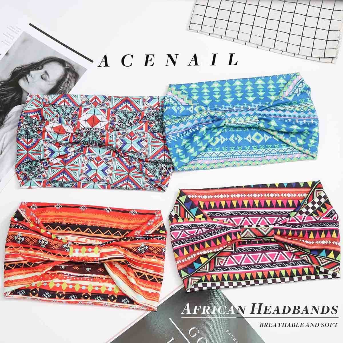 Acenail Wide Headbands Women Turban Knotted Headband Elastic Non Slip Hairbands African Head Bands Cotton Workout Head Wraps Bohemian Head Band Running Sports Hairband Yoga Head Scarfs Boho Hair Accessories for Women and Girls Pack of 4 (#8 Stylish)