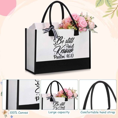 Shinylin 7 Pcs Christian Gift for Women Faith, Inspirational Religious Christmas Gifts, Catholic Tote Bag Makeup Bag Pens(Pink)