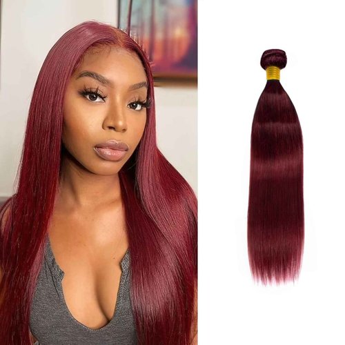 99j Burgundy human hair Straight Hair 20 INCH 8A Brazilian Virgin Hair 99j Burgundy Straight Hair Weaves Bundle Free Part Red Wine Color 100% Unprocessed Human Hair Weft Weaves