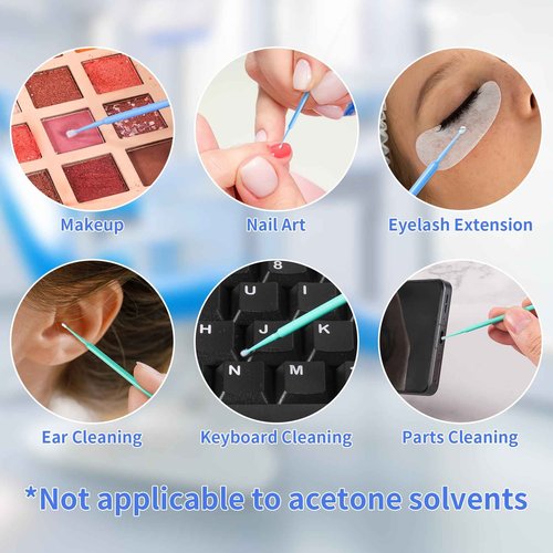 Annhua 400 PCS Disposable Micro Applicator Dental Brush Bendable, Application Micro Swabs for Eyelash Extensions, Personal Care, Cleaning and Painting - Regular Tips|Blue