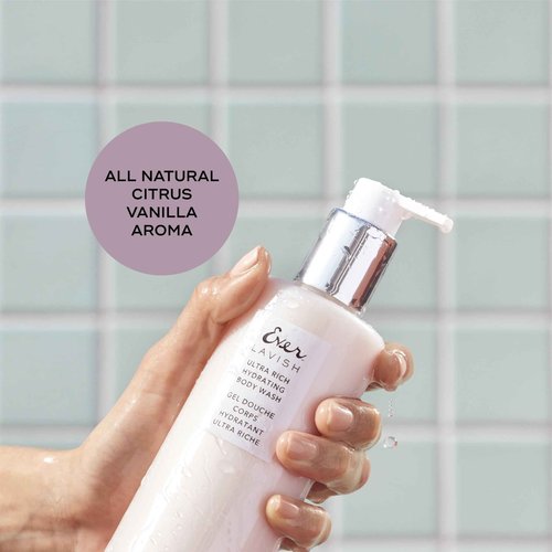 EVER Lavish Ultra Rich Hydrating Body Wash – Shea Butter, Argan & Coconut Oils with Superfruit Antioxidants & Hyaluronic Acid – Moisturizing Citrus-Vanilla Scent, 10 fl oz