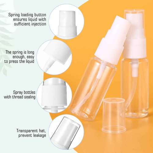 Giantree 4-Pack Clear Spray Bottles, 0.7 oz/20ml Small Plastic Spray Bottles, Empty Travel Bottle, Fine Mist Sprays Bottle for Hair, Reusable Fine Mist Sprays Vase for Alcohol Perfume
