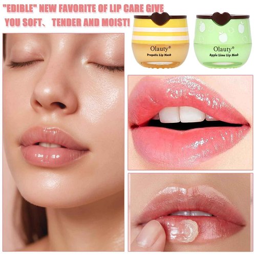 9 PCS Bee Lip Balm Honey Pot,Honey Lip Balm Lip Mask,Propolis Moisturizing Lip Sleeping Mask Reduces Lip Lines,Hydrating Prevention Dry and Cracked Lip Scrubs Exfoliator